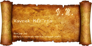 Vavrek Márta névjegykártya